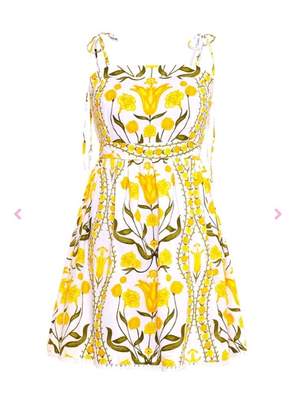 Beyond By Vera 1567 Alessia Mini Dress Tie Strap Pienza Yellow Floral Size XS